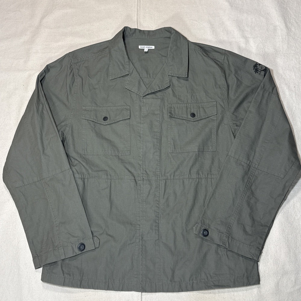 Banks Journal Men's Field Shirt Rip Stop Green Shirt in Size Large